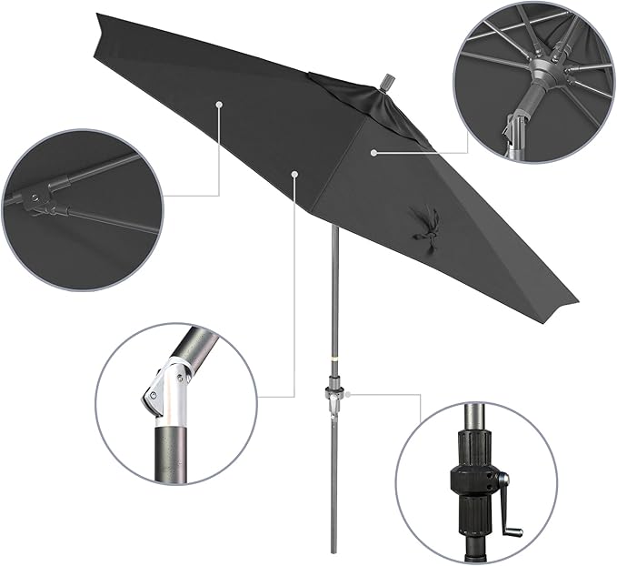California Umbrella Crank Lift, Collar Tilt, Aluminum Pole