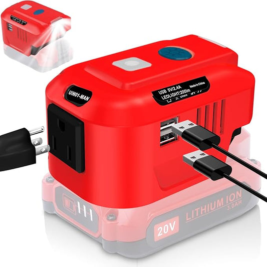 Power Inverter for Craftsman 20V Battery,for Craftsman 150W Portable Power Supply Inverter,DC 20V to AC 120V Power Inverter for Craftsman w/AC Outlet & LED Light (No Battery)