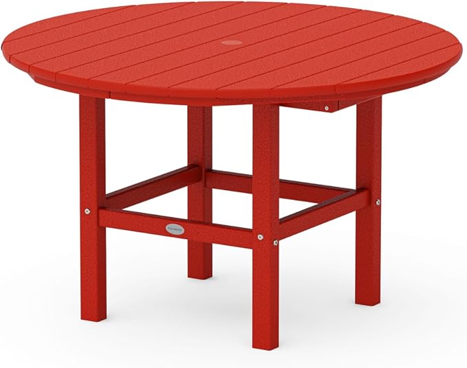 POLYWOOD RKT38SR 38" Kids Dining Table, Sunset Red