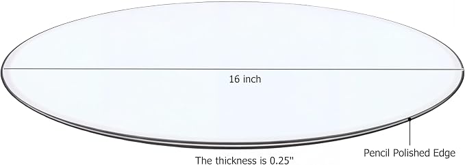 16" Tempered Glass Table Top Round Transparent Table Surface 1/4'' Thick Pencil Polished Edge Multipurpose for Dining, Coffee, Restaurant and End Table (16 inch)