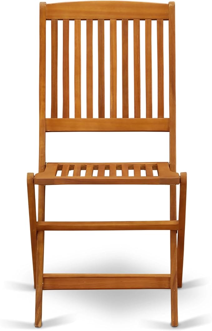 East West Furniture AECM5CWNA 5 Piece Patio Bistro Dining Furniture Set Includes a Rectangle Outdoor Acacia Wood Table and 4 Folding Side Chairs, 36x60 Inch, Natural Oil
