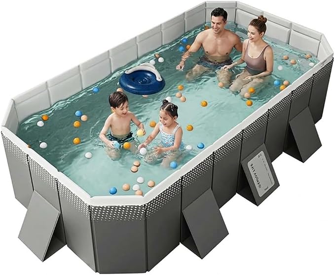 Jessie Foldable Pool for Kids and Adults Non InflatableFrame Outdoor Swimming Pool Blue Kiddie Pools Thickened Support Dog Above Ground Garden Backyard (102.36 in)