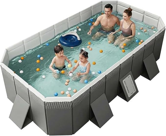 Jessie Foldable Pool for Kids and Adults Non InflatableFrame Outdoor Swimming Pool Blue Kiddie Pools Thickened Support Dog Above Ground Garden Backyard (102.36 in)