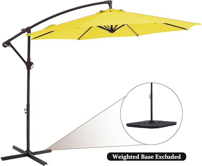 10FT Patio Umbrella, Outdoor Offset Cantilever Umbrella with Sturdy 8 Ribs, Easy Tilt Adjustment for Backyard Pool Garden,Yellow