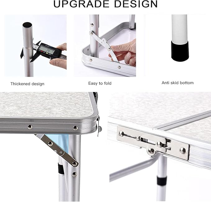 YUFIFAIRY Small Folding Table Portable, 24''L x16''W Foldable Camp Table with 3 Adjustable Height, Indoor Outdoor Lightweight Aluminum for Outdoor Cooking Picnic(10"/19"/27.5"