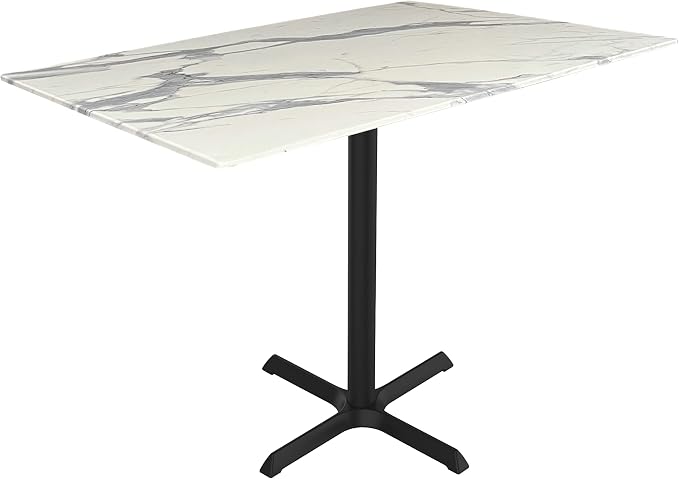 HBS 42" Tall OD211 Indoor/Outdoor All-Season Table with 32" x 48" White Marble Top