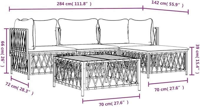 Patio Furniture Sets,Outdoor loveseat,Patio Conversation Sets,4 Piece Patio Lounge Set with Cushions Anthracite SteelSuitable for Patio, Garden, Gazebo Low