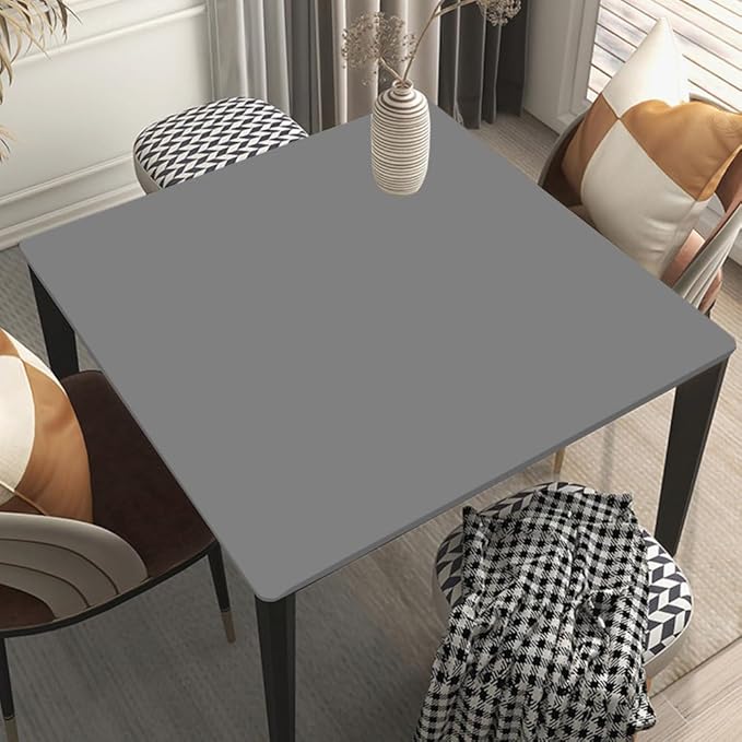 Square Fitted Tablecloth Suit for 42"x42" Table Gray Stretch Table Topper Cap for Dining Kitchen Home Party Style133
