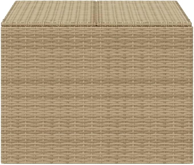 Large Garden Storage Box Mix Beige PE Rattan Outdoor Furniture Storage Container with 77 Gallons Capacity for Cushions Blankets Gear
