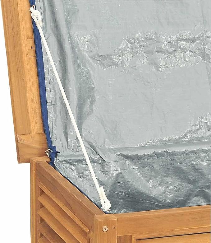 vidaXL Patio Storage Box with Bag, Outdoor Storage Box, Outdoor Cushion Storage for Patio Furniture Garden Tools, Retro Style, Solid Wood Teak
