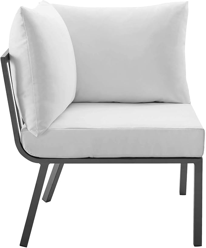 Modway Riverside 5 Piece Outdoor Patio Aluminum Set in Gray White