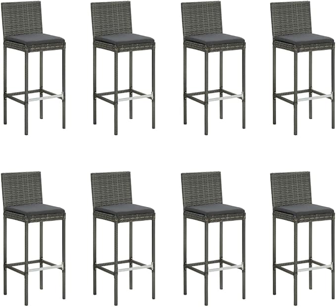 Patio Bar Set with Cushions,Patio Lounge Set,Conversation Sets,Outdoor Garden Table and Chairs Sets,Outdoor Patio Furniture,for Patio,Backyard,Garden,9 Piece Gray