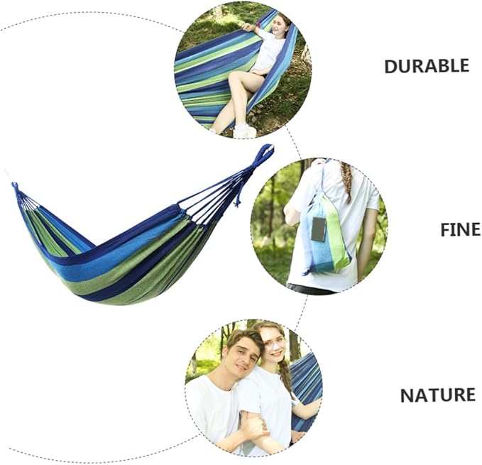Toddmomy Thickened Canvas Double Hammock Portable Swing Hammock for Outdoor Easy to Assemble