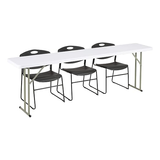 Norwood Commercial Furniture 8' Indoor/Outdoor Folding Training Table, Rectangular Blow-Molded Plastic Folding Training and Event Table, White