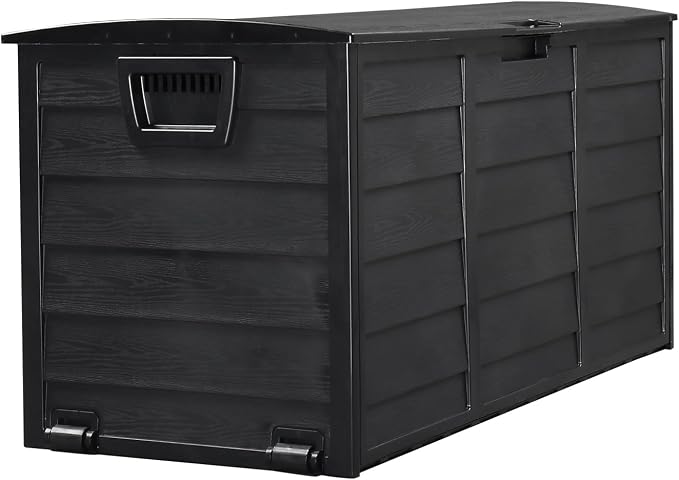 75 Gallon Waterproof Deck Box Indoor Outdoor Lockable Storage Container for Patio Furniture Cushions,Pool and Garden Tools (Black)