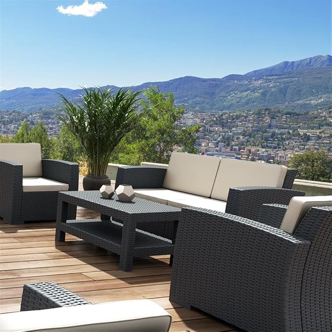 Compamia Monaco Outdoor Coffee Table in Dark Gray, Commercial Grade