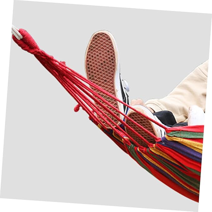 GLEAVI Canvas Camping Hammock and Outdoor Swing Hammock, Thickened 200x80cm Rainbow Color, Garden Hanging Chair for Backyard and Travel Use