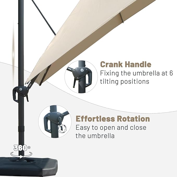 Domi 9' x 11.5' Cantilever Patio Umbrella, Rectangle Deluxe Offset Umbrella, Aluminum Hanging Umbrella with 360°Rotation, Outdoor Market Umbrella for Outside Deck Backyard Garden Pool, Beige