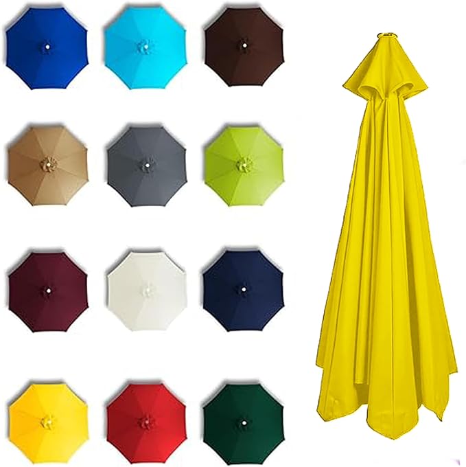 9FT Patio Umbrella Replacement Canopy Cover 6 Ribs 8 Ribs Waterproof UV Resistant for Market Umbrella Canopy, Garden, Lawn, Backyard, Pool