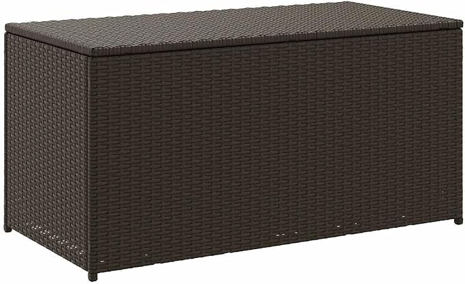 Poly Rattan Storage Box 39.3x19.6x19.6 Inches, Outdoor Patio Storage Chest with PE Liner and Zipped Closure, Durable Powder-Coated Steel Frame for Garden Cushions and Blankets