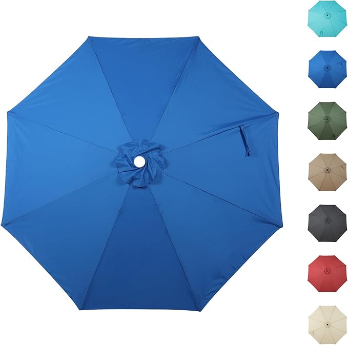COWVIE Umbrella Canopy Replacement for 8 Ribs Patio Umbrella, Outdoor Table Parasol Replacement for Yard, Canopy Only
