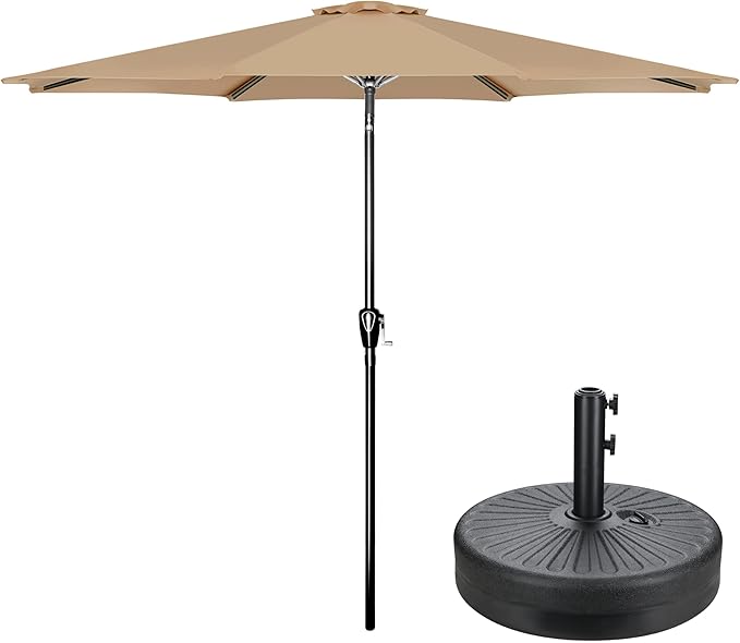 Simple Deluxe 9ft Outdoor Market Table Patio Umbrella with Button Tilt