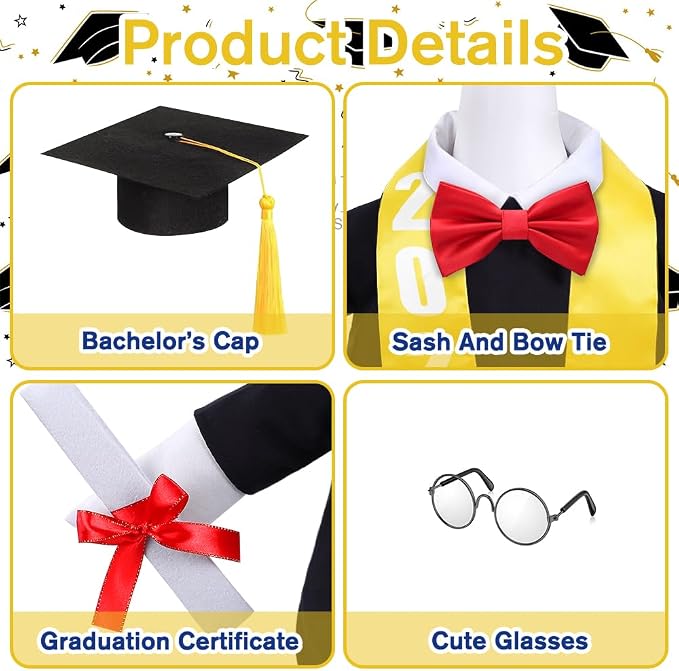 Celltestria Graduation Goose Outfits Black Graduation Porch Goose Costume Congrats Grad Cap Gown Stole Goose Clothes for 23" Geese Outdoor Patio Yard Lawn Garden Art Decoration