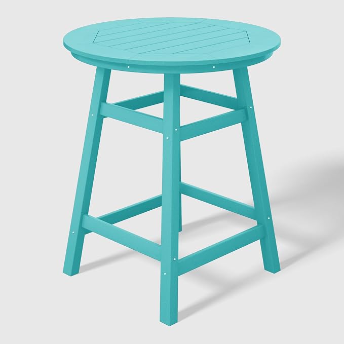 WestinTrends Malibu 5-Piece HDPE Outdoor Patio Dining Bar Bistro Table Set with Counter High Round Bar Stools