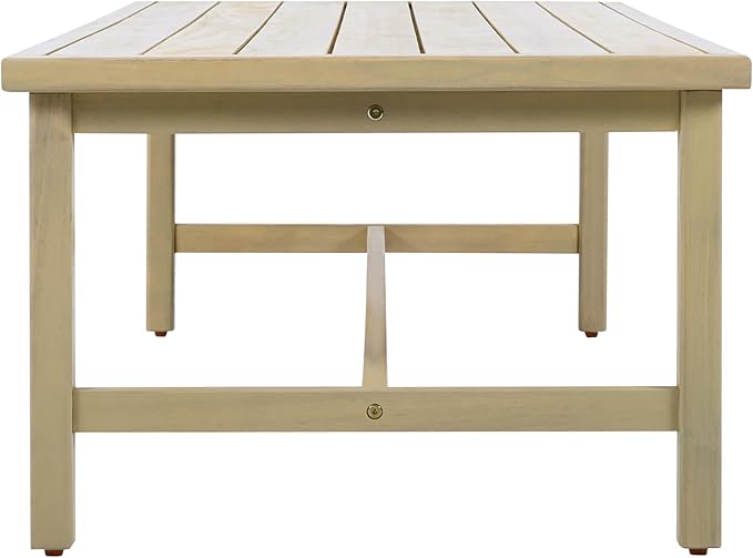 Christopher Knight Home Teras 8-Seater Patio Furniture Set with Removable Cushion, 5 Piece Outdoor Acacia Wood Conversation Set, Sold Wood Outdoor Sectional Sofa Set with Coffee Table,Light Teak+Cream