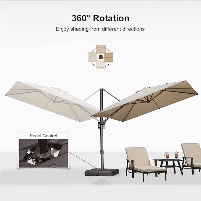 PURPLE LEAF 9' X 9' Patio Umbrella Antique Bronze Square Cantilever Umbrella Outdoor with 360° Rotation and Aluminum Offset Hanging for Pool Deck Garden Backyard, Beige