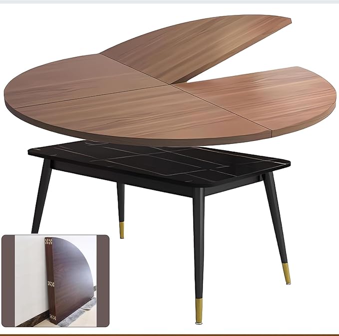 Large Round Foldable Table Top, 59 ” Diameter Portable Dining Table Extender Top, No Legs Wooden Round Table Tops Only, for Round Table and Square Table (Walnut, 5.9ft/71.2in)