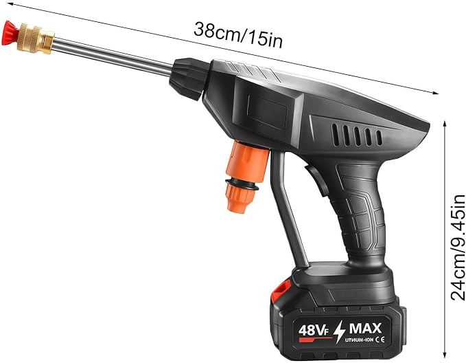 The Cordless Spray Washer, Portable Battery Power Washer for Removing Stubborn Stains with Foam Bottle & Adjustable Nozzle, Power Cleaner for Patio & Car