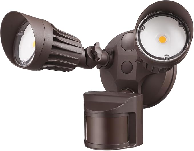 LEONLITE COB LED Security Light, Motion Sensor Outdoor Lights, Dusk to Dawn, 100-277V, ETL Listed, Adjustable Heads, Motion Detector Flood Light, Aluminum, IP65 Waterproof, 5000K Daylight, Bronze