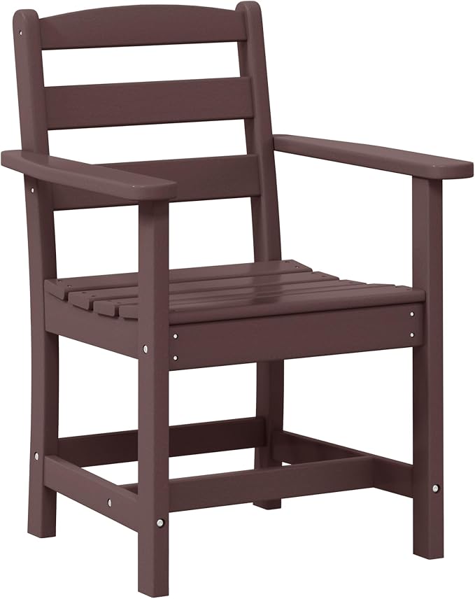 WestinTrends Ashore Outdoor HDPE Patio Classic Dining Arm Chair, Dark Brown