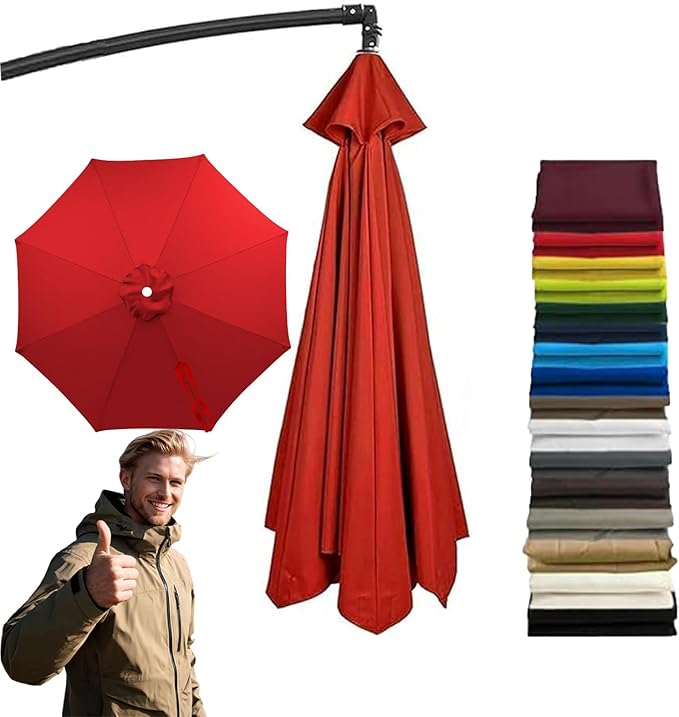 11FT 8Ribs Cantilever Umbrella Replacement Canopy,2026 Upgraded Patio Umbrella Canopy Replacement Cover,Uv-Resistant Protection Waterproof Cantilever For Garden, Backyard, Pool