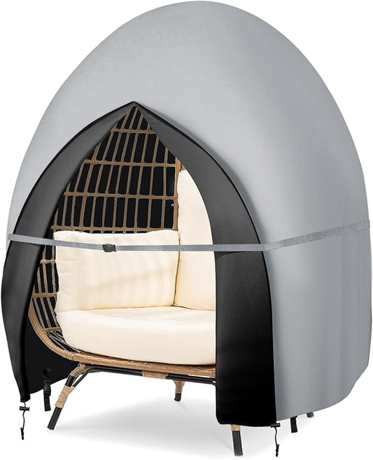 Patio Hanging Egg Chair Cover Double Egg Chair Covers Waterproof for Outdoor Pod Swing Loveseat Egg Chair- 91 X 87 Inches, Grey