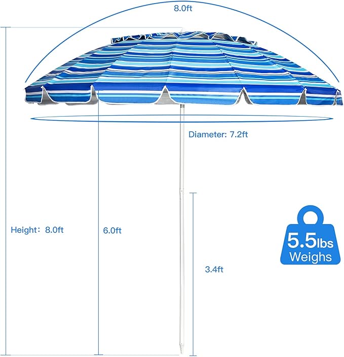 Giantex 8 Ft Beach Umbrella