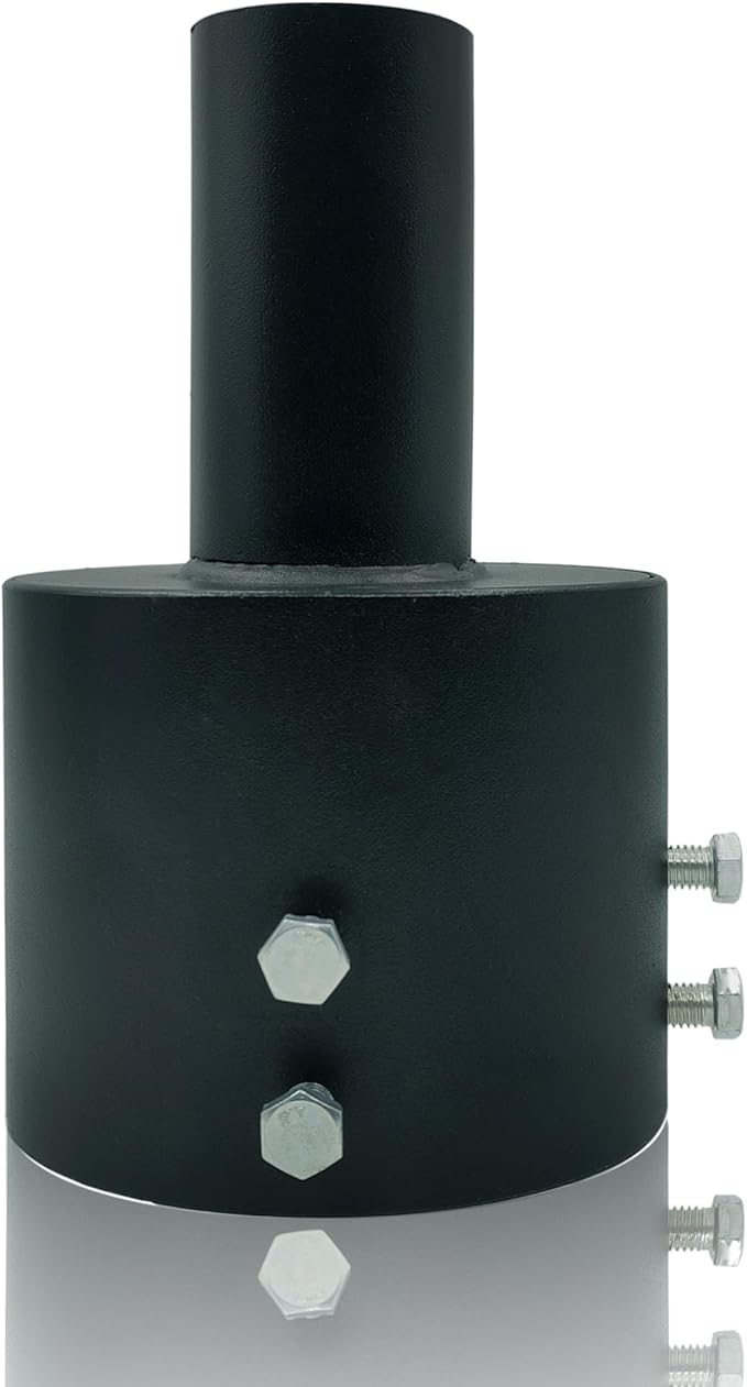 Tenon Adapter for 5 inch Round Pole, Heavy Duty 2 3/8 inch Slip Fitter, Convert 5' to 2.38' Vertical Mounting Bracket for Shoebox Lighting, Street Parking Lot Light