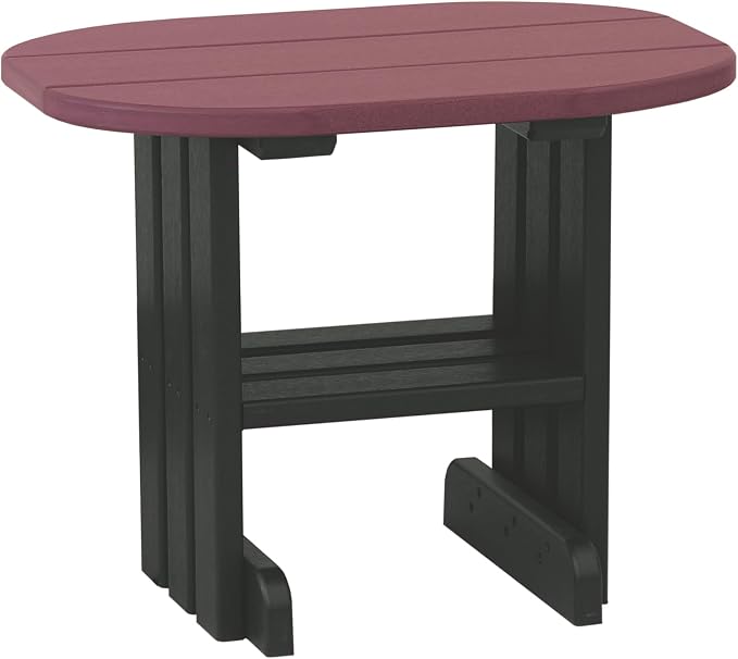 LuxCraft Poly Small Table Stand, Outdoor Side Tables for Patio, Weatherproof Patio End Table for Outside, Eco Friendly and UV Resistant HDPE - Amish Made in USA (Cherrywood & Black)