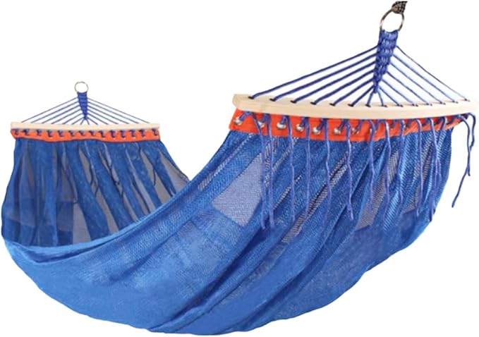 Nylon Rope Hammock Outdoor Camping Multifunctional Easy to Store Strong and Easy to Install Hammock(Blue)