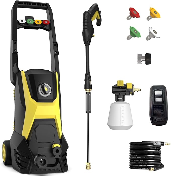 PressurePower4500PSI with 4 Quick Connect Nozzles, Inlet Hose & Filter, Foam Cannon for Cars/Fences/Driveways/Patios/Home Cleaning