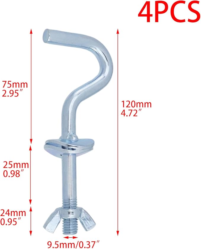 Wealrit 4 PCS Hammock Stand Hook Heavy Duty Hooks Hardware Kit, Hammock Replacement Hooks Accessories for Patio, Garden, Swing Chair (4.72" Length)-Style 01