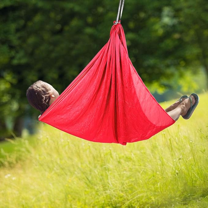 Hammock Outdoor Portable Garden Courtyard Hanging Swing Hammock Chair Set for Children Kid(1.5m-Red)