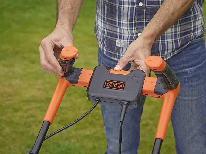 Black + Decker bemw451bh-qs Wired Lawnmower 3 Height 32 cm, 1200 Watt, Orange