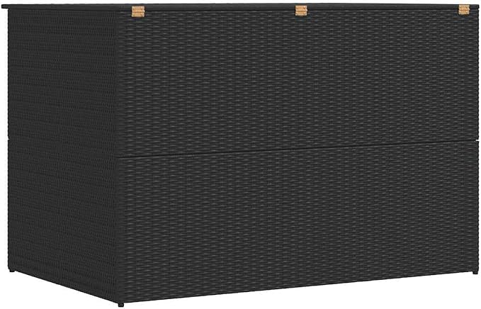 59x39.4x39.4 Inch Poly Rattan Patio Storage Box with PE Liner and Zipped Closure, Large Outdoor Storage Chest for Cushions and Blankets, Black