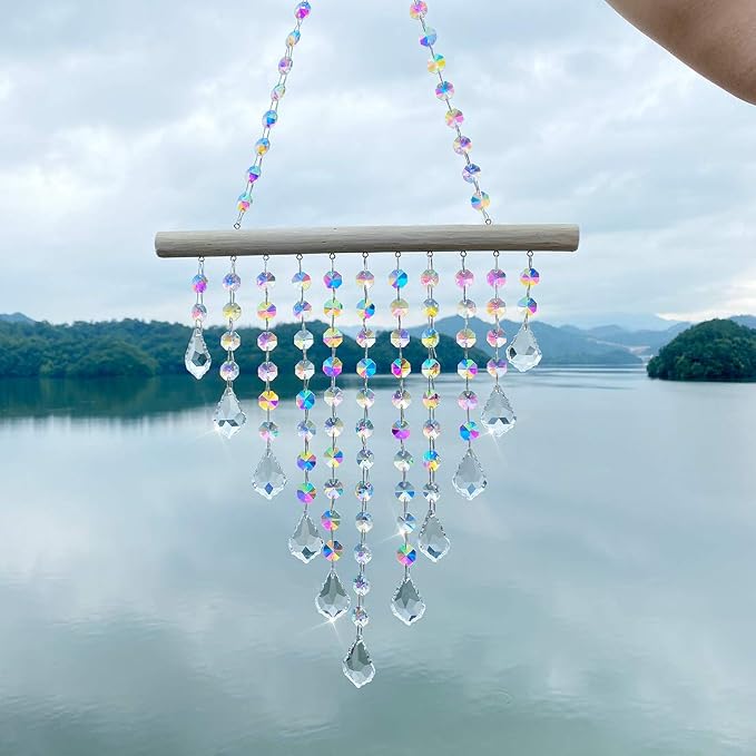 LONGWIN Lot 100pcs AB Color Glass Octagon Beads for Crystal Chandelier Parts Replacement DIY Lamp Hanging Pendant Suncatcher