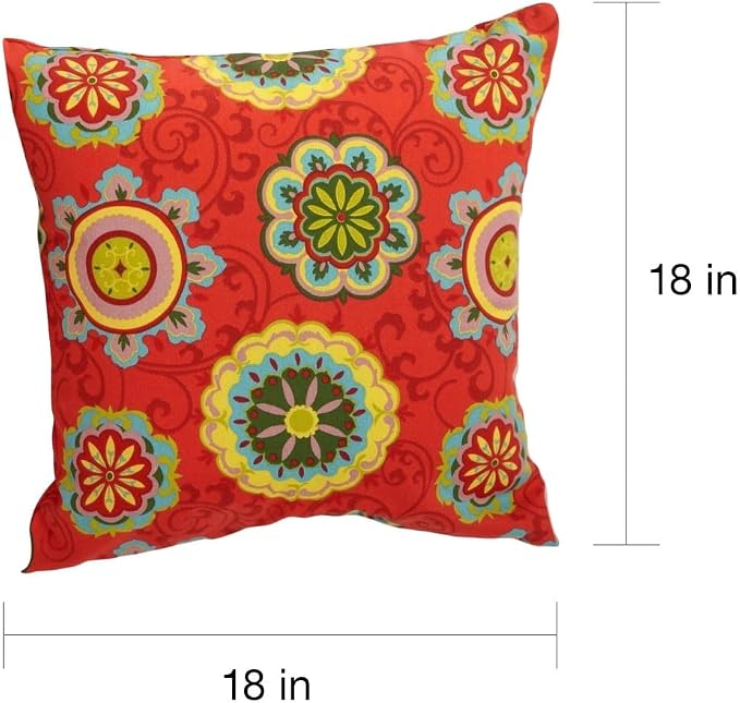 Blazing Needles All-Weather UV-Resistant Outdoor Zippered Pillows Set, Set of 2, 18", Montserrat Sangria