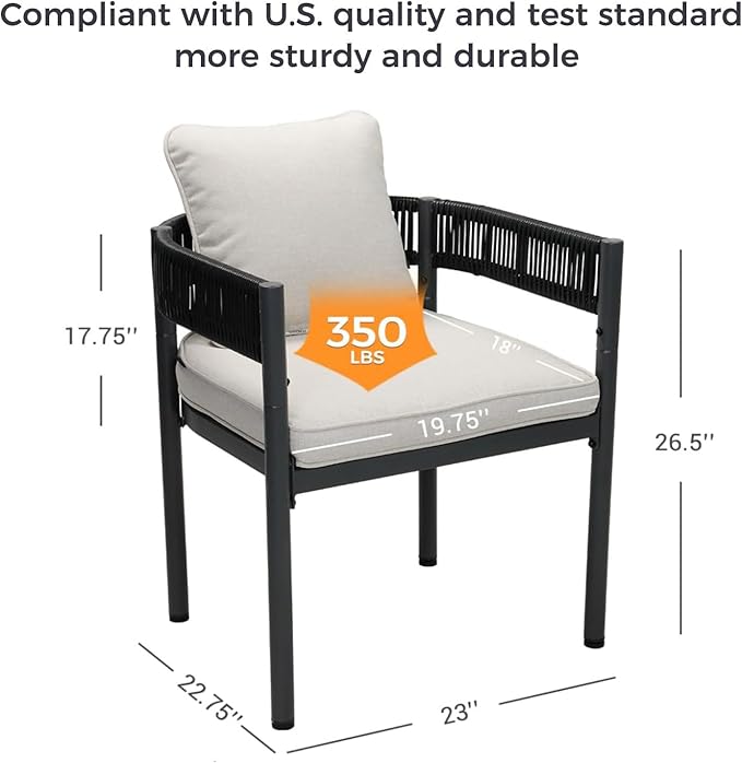 Grand patio 7-Piece Outdoor Dining Set for 6 with 1 Rectangle Expandable Table for 4-6 Person, Metal Woven Wicker Fixed Patio Chairs with Thickened Cushions for Yard, Poolside, Deck (Black)