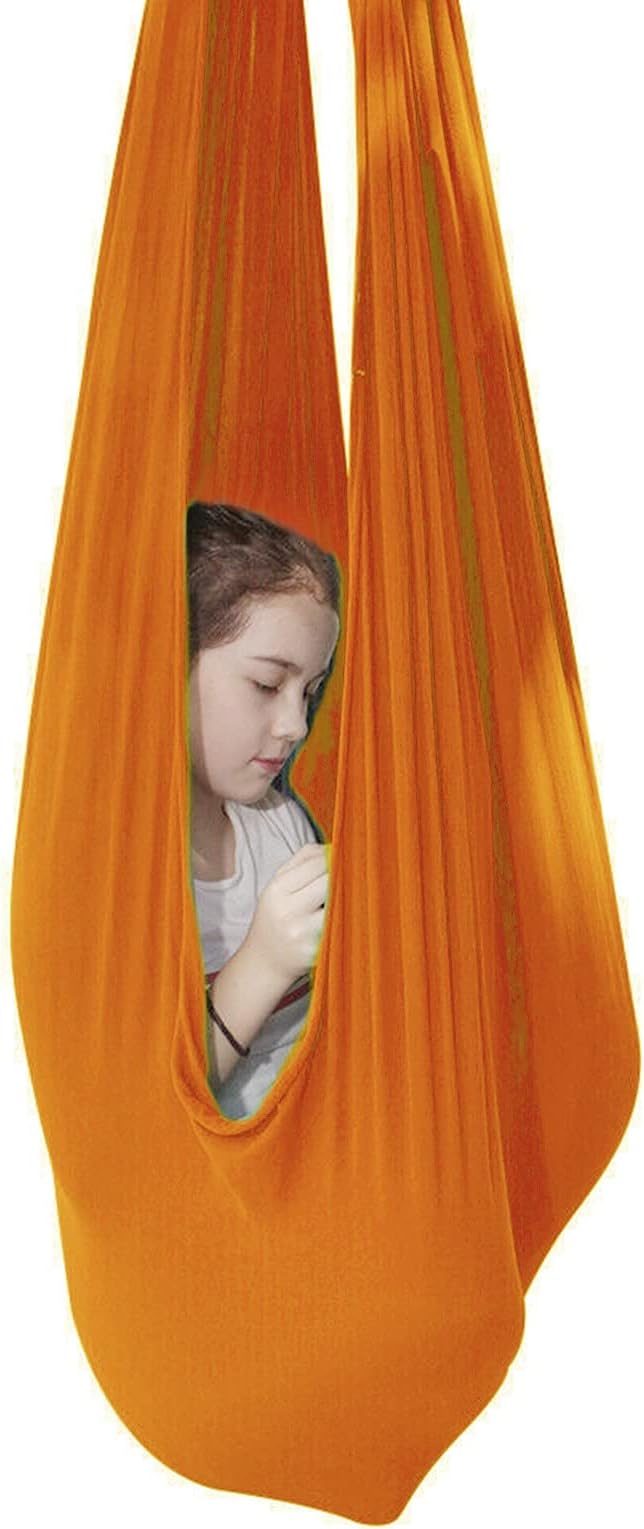 Sensory Swing for adults Indoor kids Therapy Swing Adjustable Calming Snuggle Hammock durable soft strong fabric swing Great for Sensory Integration stimulation ( Color : Orange , Size : 1M x 2.8M )