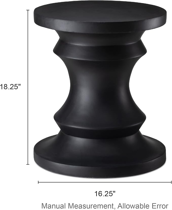 Giltzhome Black Garden Side Tables Heavy Duty Chess Pedestal Accent Table Garden Stool Plant Stand for Garden Patio Lawn Home Indoor Outdoor